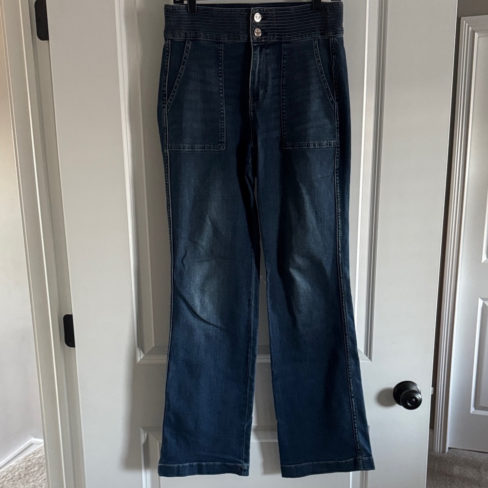 White House Black Market Deep Blue Wide Leg Trouser Style Jeans